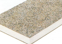 C-3. Panel termo-acústico multicapa formado por dos capas de viruta de madera mezclada con cemento y una capa de poliestireno expandido en su interior.